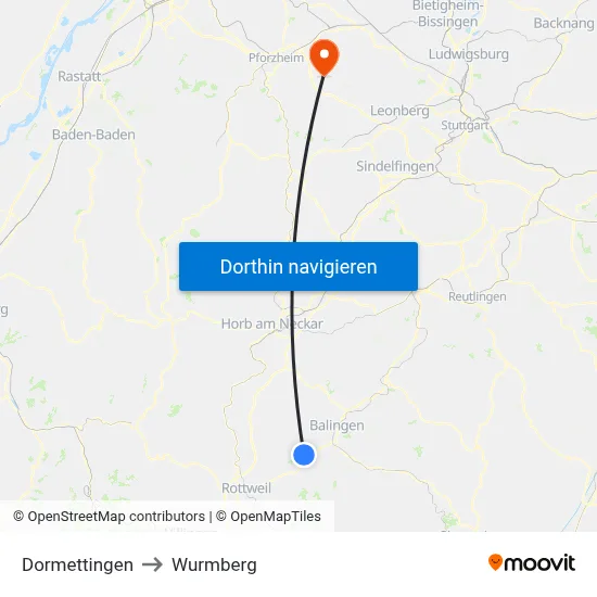 Dormettingen to Wurmberg map