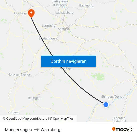 Munderkingen to Wurmberg map