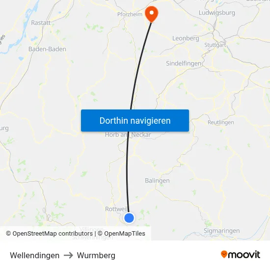 Wellendingen to Wurmberg map