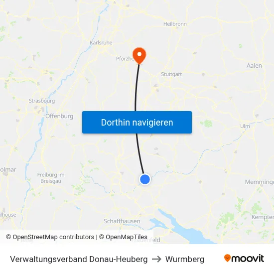 Verwaltungsverband Donau-Heuberg to Wurmberg map
