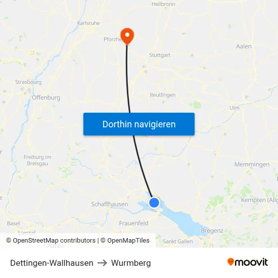 Dettingen-Wallhausen to Wurmberg map