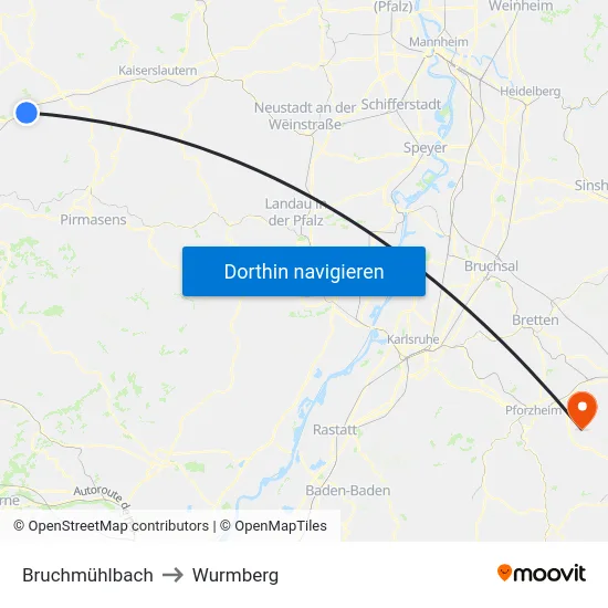 Bruchmühlbach to Wurmberg map