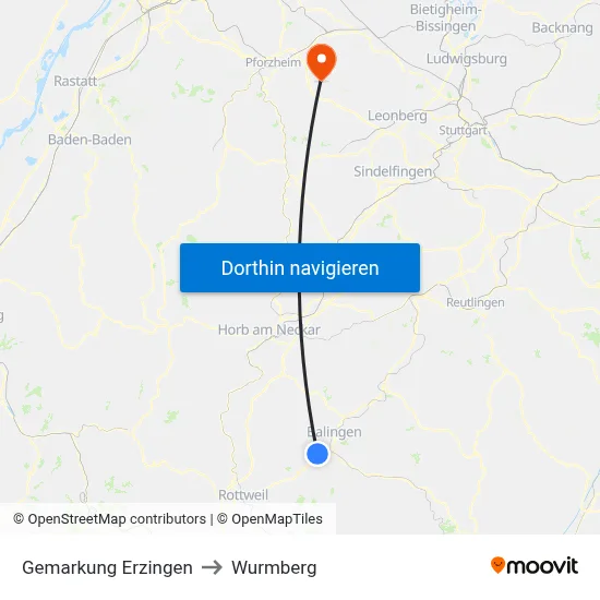 Gemarkung Erzingen to Wurmberg map
