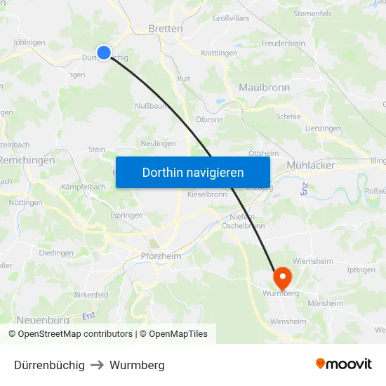 Dürrenbüchig to Wurmberg map