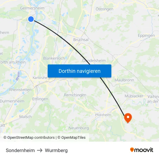 Sondernheim to Wurmberg map