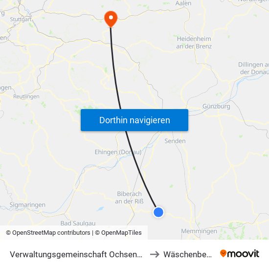 Verwaltungsgemeinschaft Ochsenhausen to Wäschenbeuren map