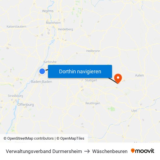 Verwaltungsverband Durmersheim to Wäschenbeuren map