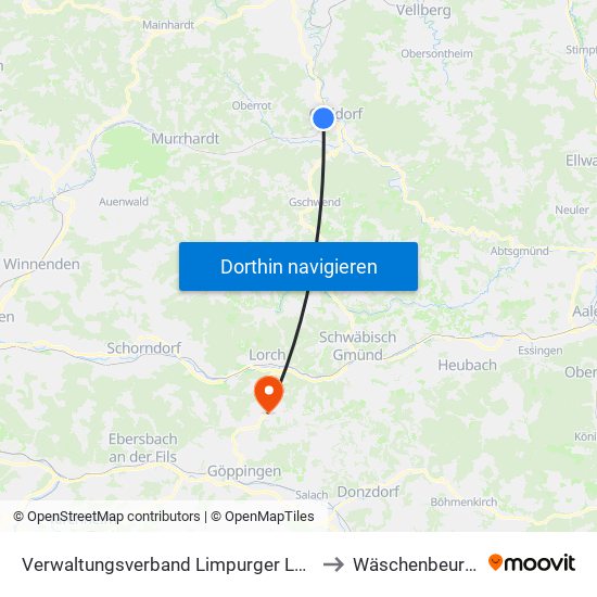 Verwaltungsverband Limpurger Land to Wäschenbeuren map