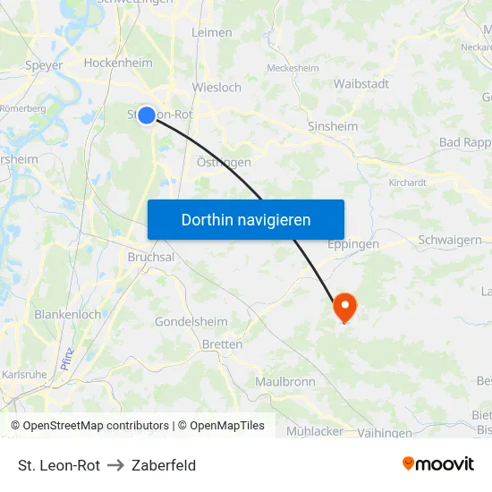 St. Leon-Rot to Zaberfeld map