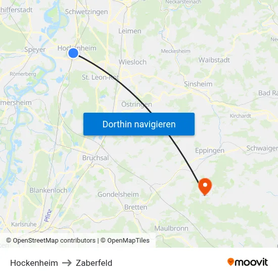 Hockenheim to Zaberfeld map