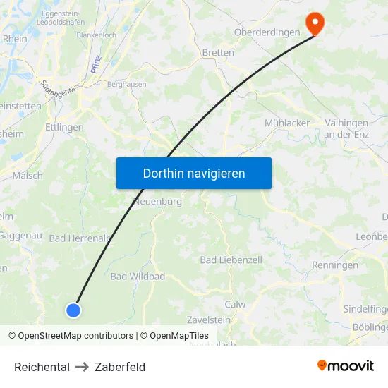 Reichental to Zaberfeld map