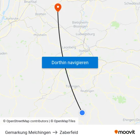 Gemarkung Melchingen to Zaberfeld map