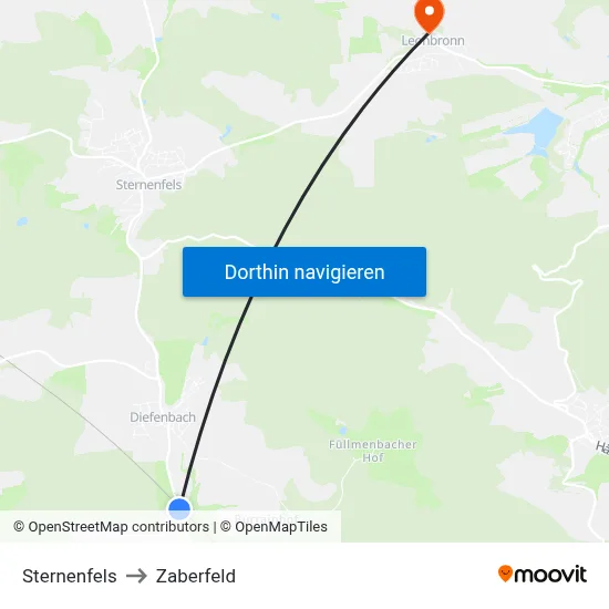 Sternenfels to Zaberfeld map