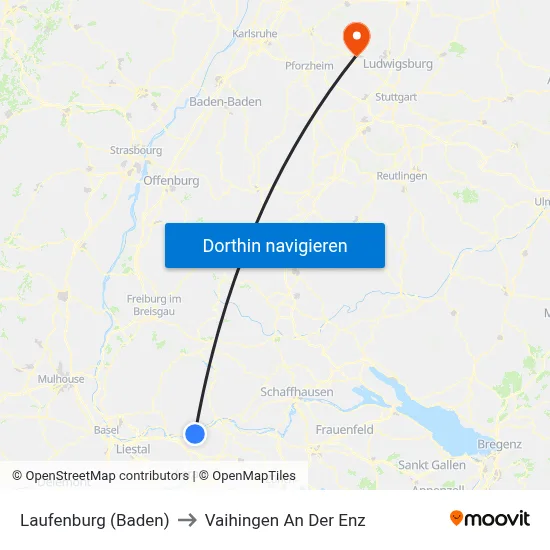 Laufenburg (Baden) to Vaihingen An Der Enz map