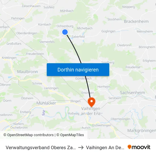 Verwaltungsverband Oberes Zabergäu to Vaihingen An Der Enz map