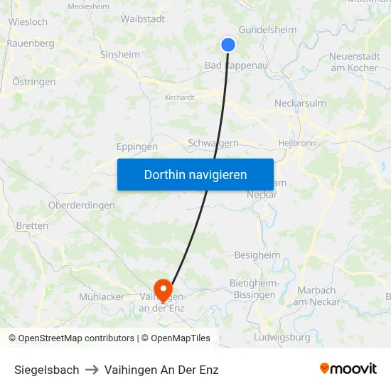 Siegelsbach to Vaihingen An Der Enz map
