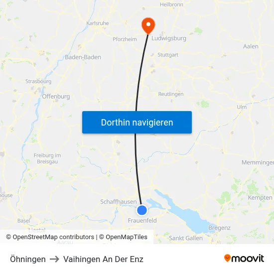 Öhningen to Vaihingen An Der Enz map
