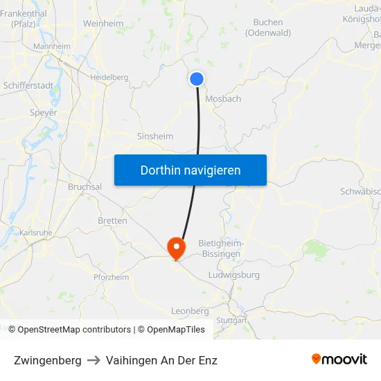 Zwingenberg to Vaihingen An Der Enz map