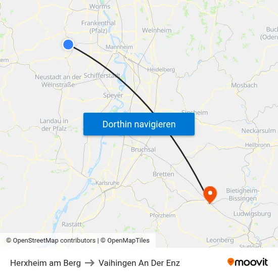 Herxheim am Berg to Vaihingen An Der Enz map