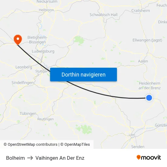 Bolheim to Vaihingen An Der Enz map