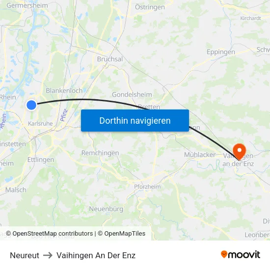 Neureut to Vaihingen An Der Enz map