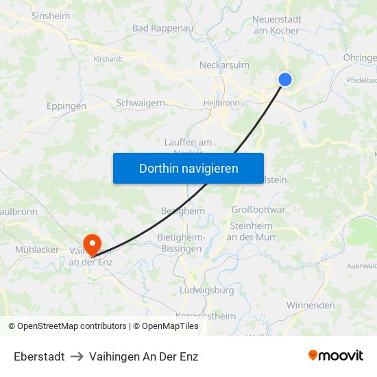 Eberstadt to Vaihingen An Der Enz map