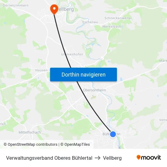 Verwaltungsverband Oberes Bühlertal to Vellberg map