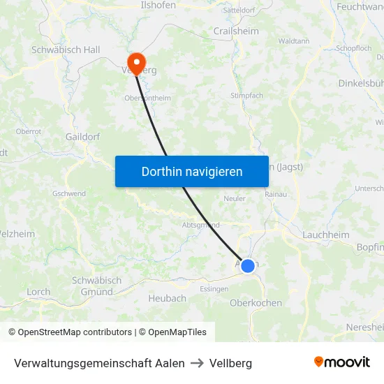 Verwaltungsgemeinschaft Aalen to Vellberg map