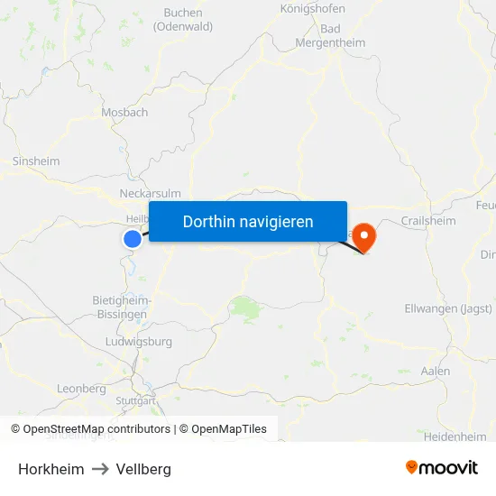 Horkheim to Vellberg map