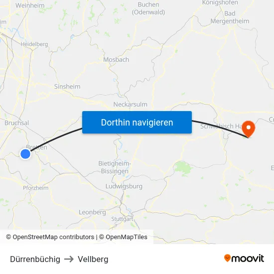 Dürrenbüchig to Vellberg map