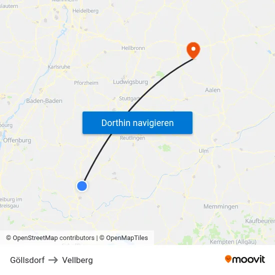 Göllsdorf to Vellberg map