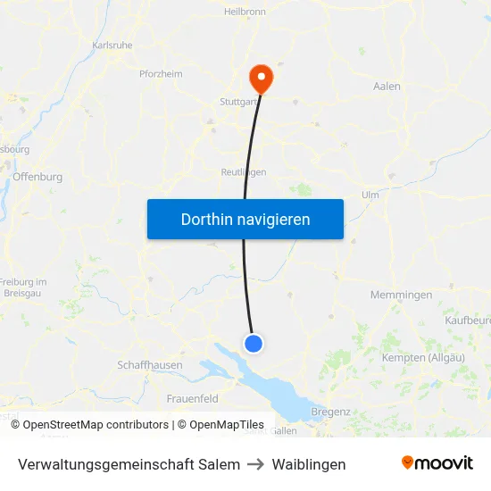 Verwaltungsgemeinschaft Salem to Waiblingen map