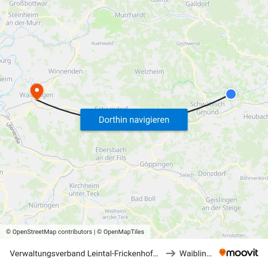 Verwaltungsverband Leintal-Frickenhofer Höhe to Waiblingen map