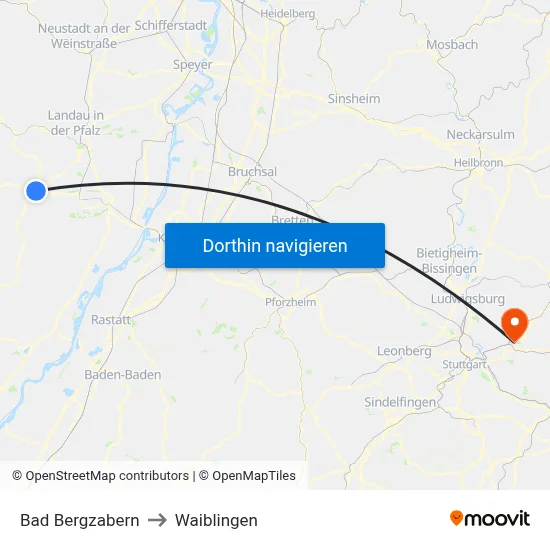 Bad Bergzabern to Waiblingen map