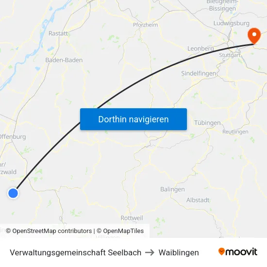 Verwaltungsgemeinschaft Seelbach to Waiblingen map