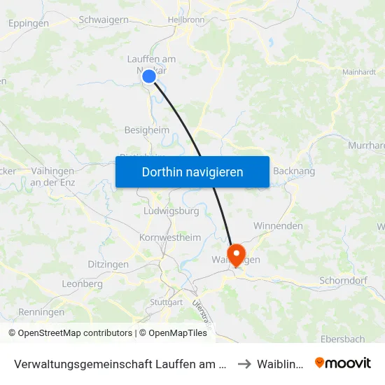 Verwaltungsgemeinschaft Lauffen am Neckar to Waiblingen map