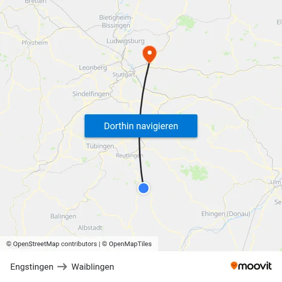 Engstingen to Waiblingen map