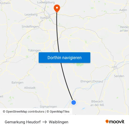 Gemarkung Heudorf to Waiblingen map