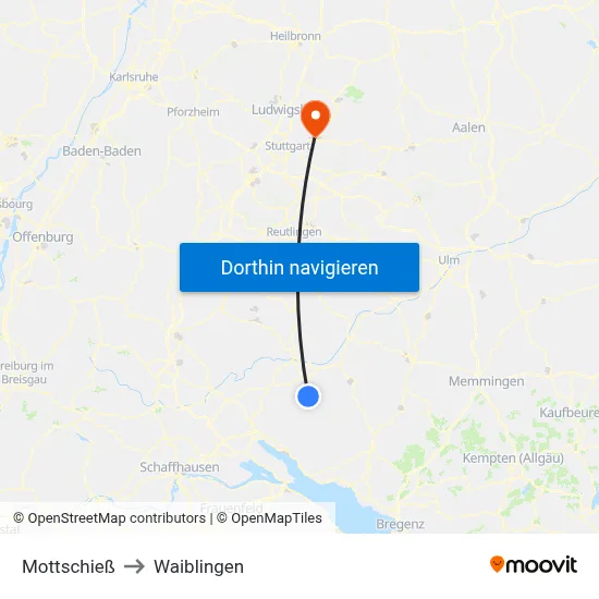 Mottschieß to Waiblingen map
