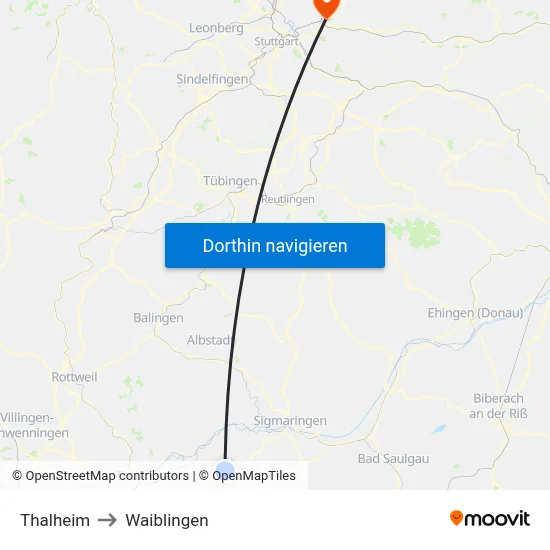Thalheim to Waiblingen map
