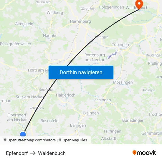 Epfendorf to Waldenbuch map