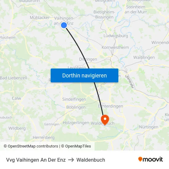 Vvg Vaihingen An Der Enz to Waldenbuch map