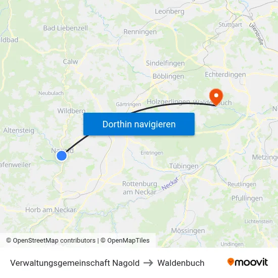 Verwaltungsgemeinschaft Nagold to Waldenbuch map