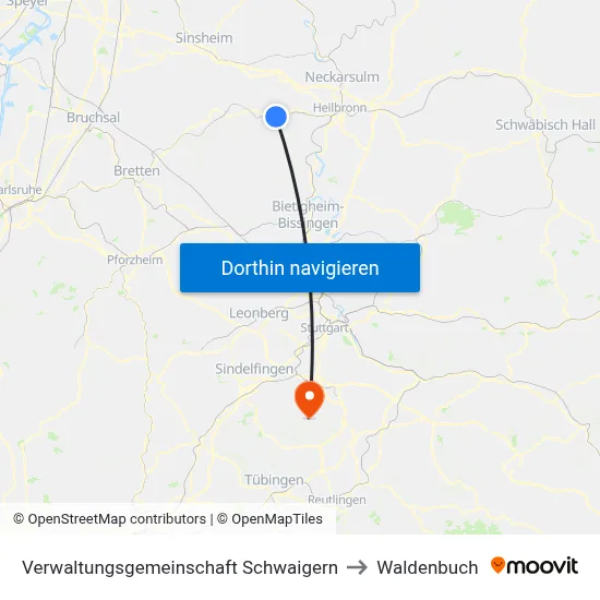 Verwaltungsgemeinschaft Schwaigern to Waldenbuch map