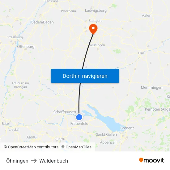 Öhningen to Waldenbuch map