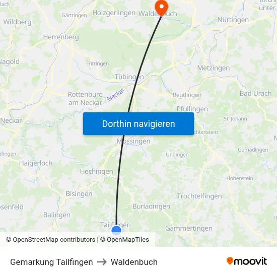 Gemarkung Tailfingen to Waldenbuch map