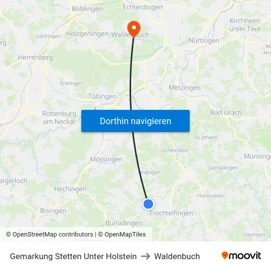Gemarkung Stetten Unter Holstein to Waldenbuch map