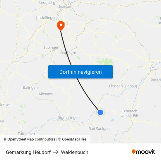 Gemarkung Heudorf to Waldenbuch map