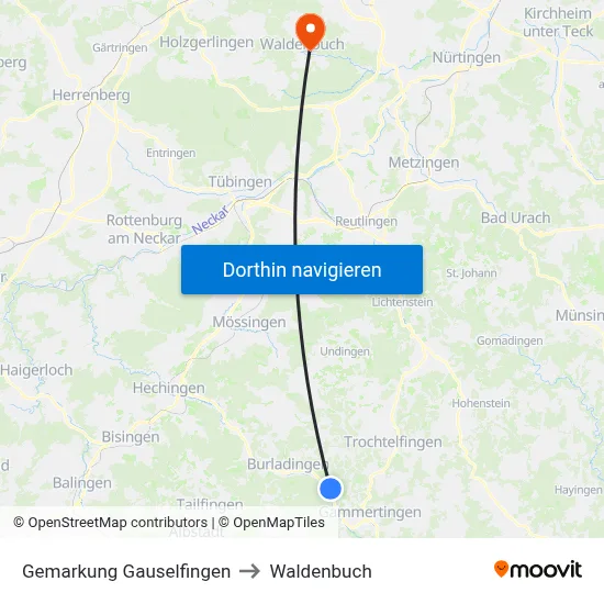 Gemarkung Gauselfingen to Waldenbuch map