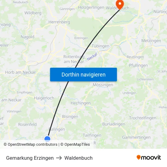 Gemarkung Erzingen to Waldenbuch map